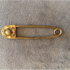 Vintage brass flower large safety pin